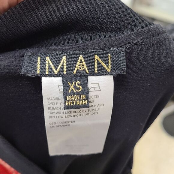 IMAN Jacket Womens XS Silky Floral Zippered Varsity - Picture 5 of 7